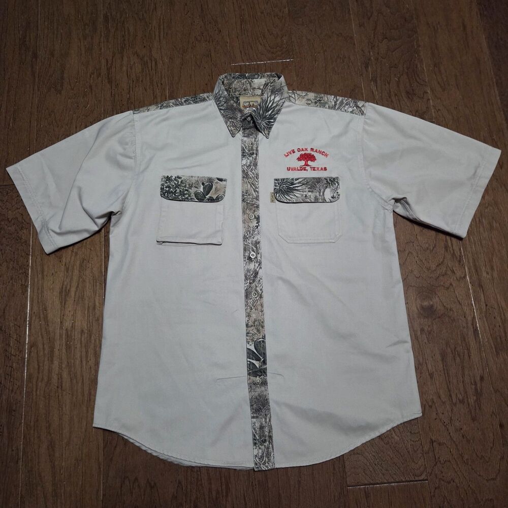 Game Guard Mens Short Sleeve Hunting Texas Desert Camo Button Down Shirt Medium
